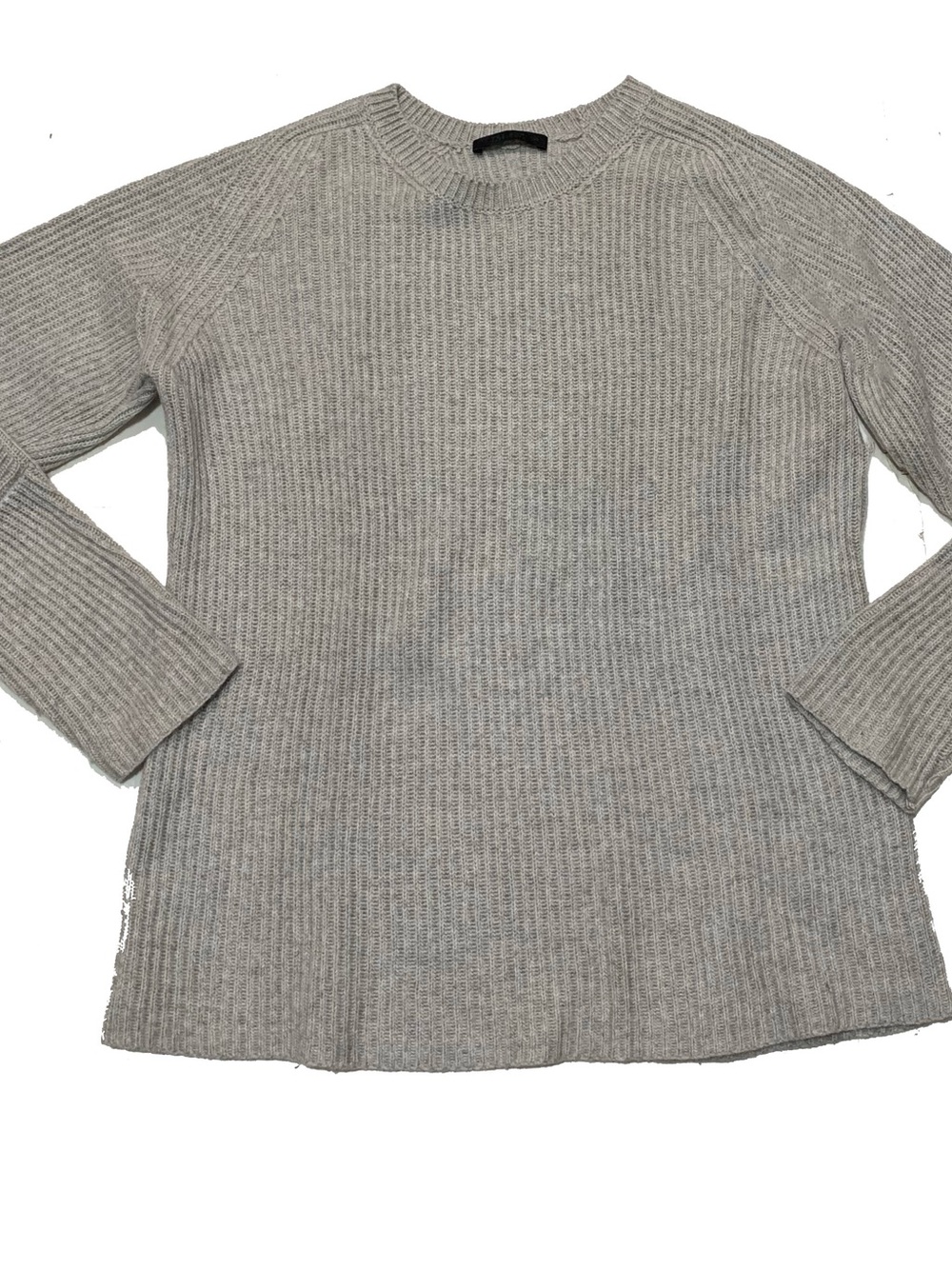 The Row Light Gray cashmere and silk Ribbed Crewneck Sweater